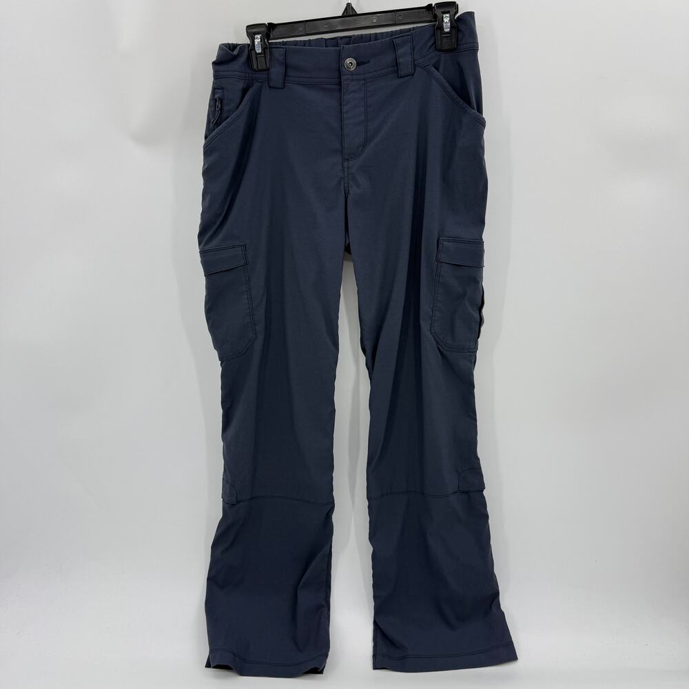 DULUTH Dry on the Fly Bootcut Pants Size 6 Blue Ink Roll Tab Hem Stretch Pockets